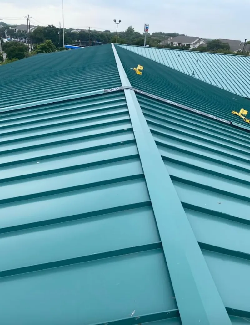 Green commercial metal roof ridge and valley for Metal Roof Repair in Cape Canaveral